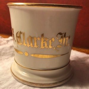 Antique Personalized Old Paris Porcelain Shaving Mug - T.B. Clarke Jr. Limoges